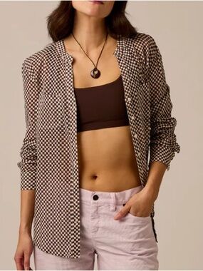 Carve Designs Brown Check Button-Down Dylan Gauze Tunic NWT